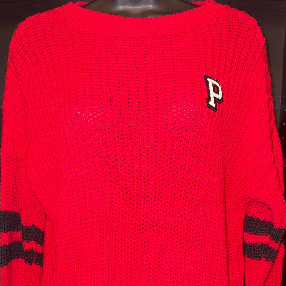 PINK Victoria's Secret Red Sweater with Black Accents